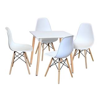 IDEA Nábytok Jedálenský stôl 80x80 UNO biely + 4 stoličky UNO biele