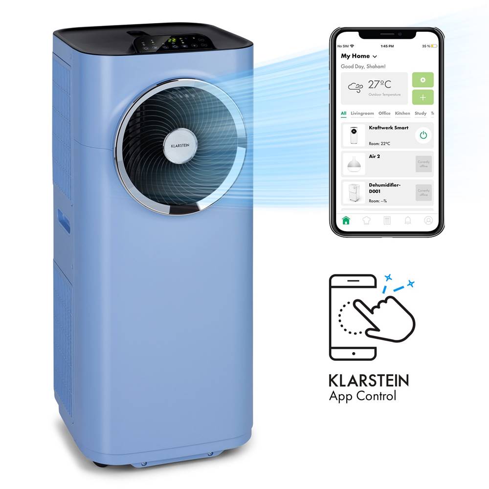Klarstein Klarstein Kraftwerk Smart 10K, mobilná klimatizácia, 3 v 1, 10 000 BTU, ovládanie cez aplikáciu, diaľkový ovládač