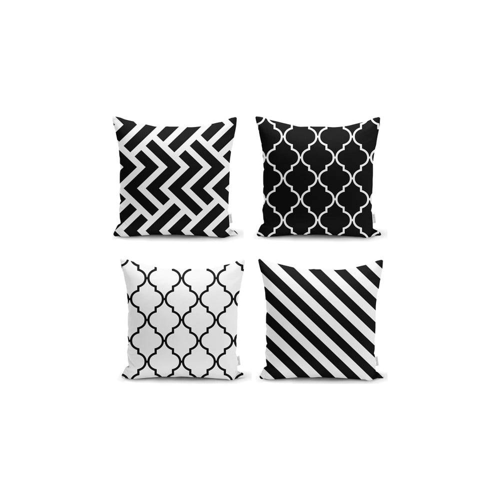 Minimalist Cushion Covers Súprava 4 obliečok na vankúše Minimalist Cushion Covers BW Graphic Patterns, 45 x 45 cm